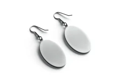 White Oval Earring Jewelry 3D Model