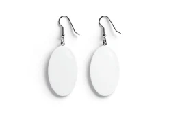 White Oval Earring Jewelry 3D Model