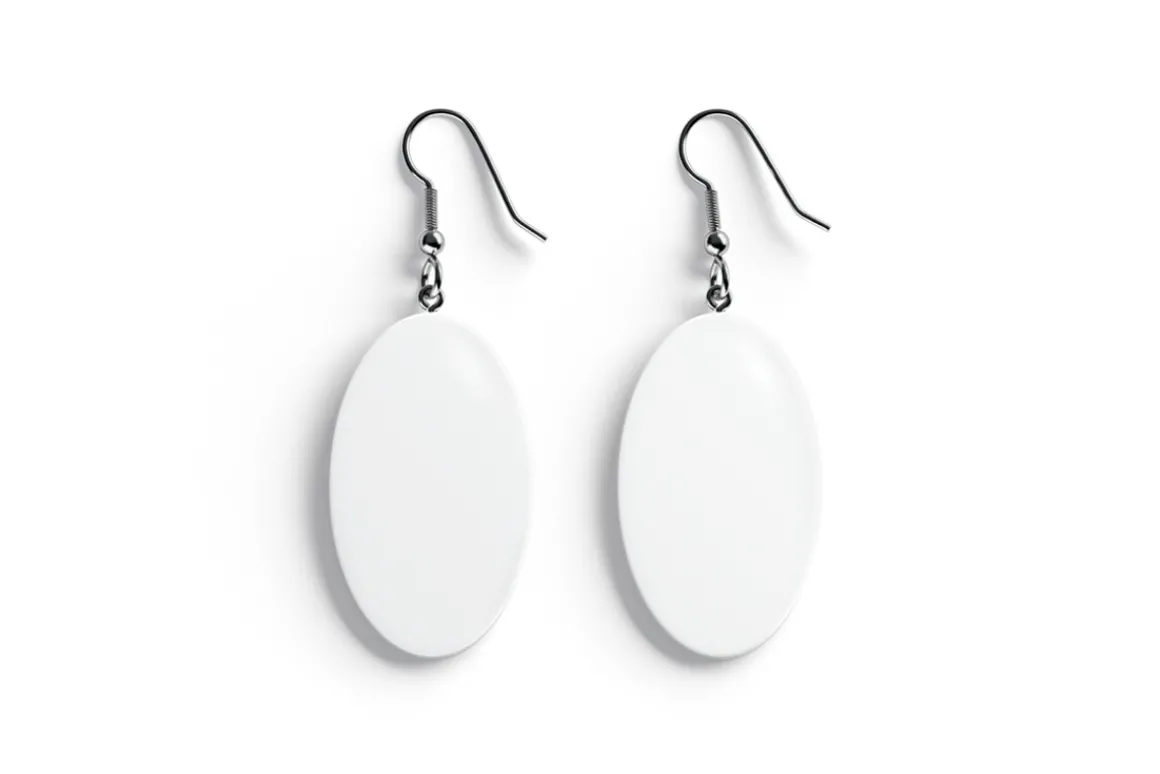 White Oval Earring Jewelry 3D Model