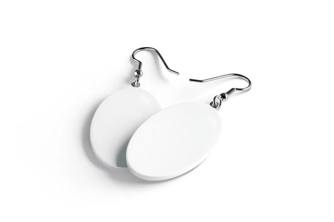 White Oval Earring Jewelry 3D Model