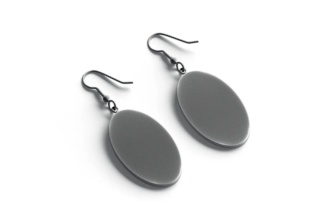 White Oval Earring Jewelry 3D Model