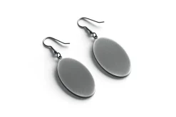 White Oval Earring Jewelry 3D Model
