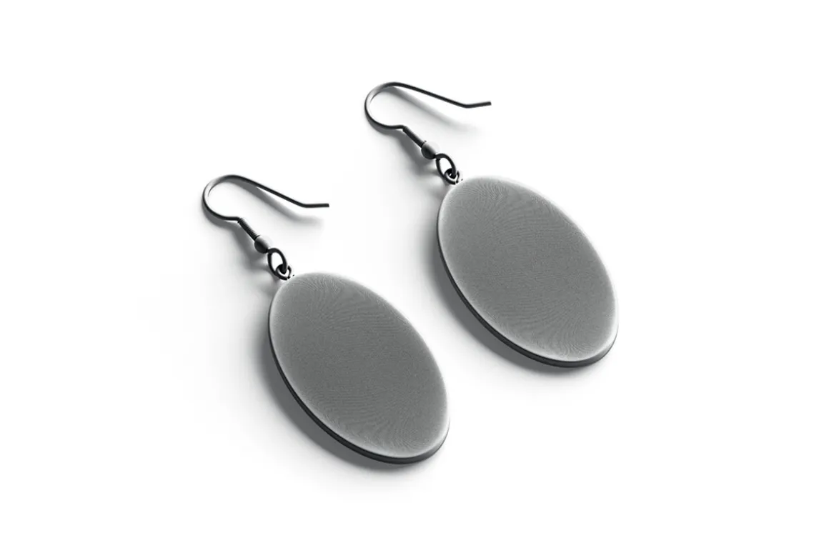 White Oval Earring Jewelry 3D Model