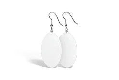 White Oval Earring Jewelry 3D Model