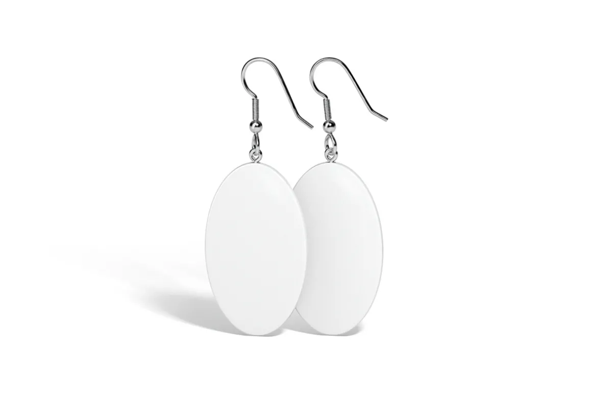 White Oval Earring Jewelry 3D Model