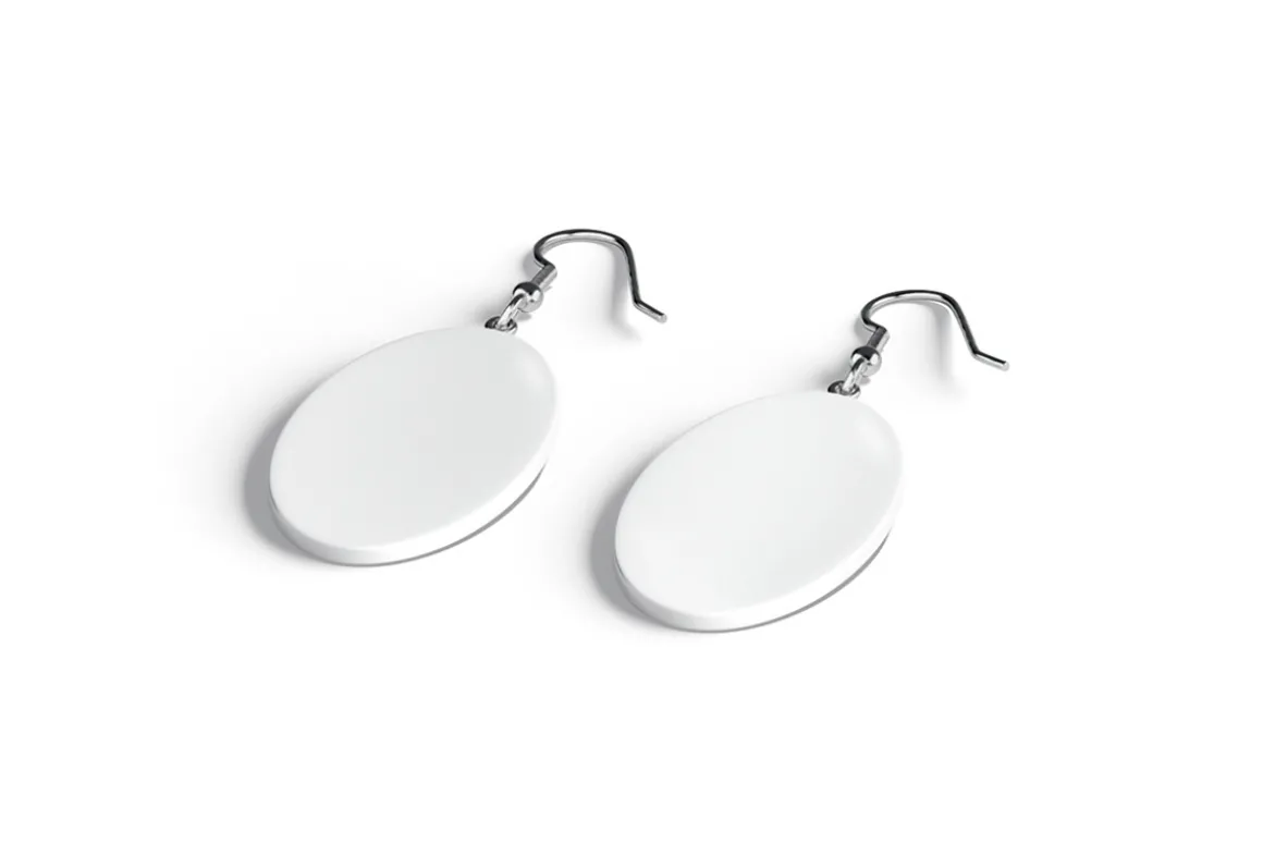White Oval Earring Jewelry 3D Model