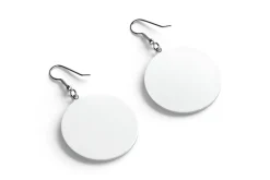 White Round Earring Pair 3D Model