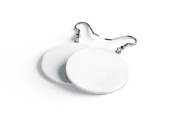White Round Earring Pair 3D Model