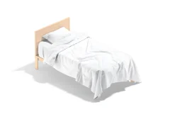 White Wooden Single Bed 3D Model