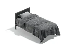 White Wooden Single Bed 3D Model