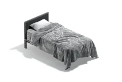 White Wooden Single Bed 3D Model