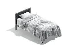 White Wooden Single Bed 3D Model