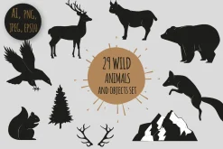 29 Wild Animals and objects set