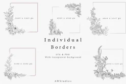 Wildflower Borders SVG, PNG