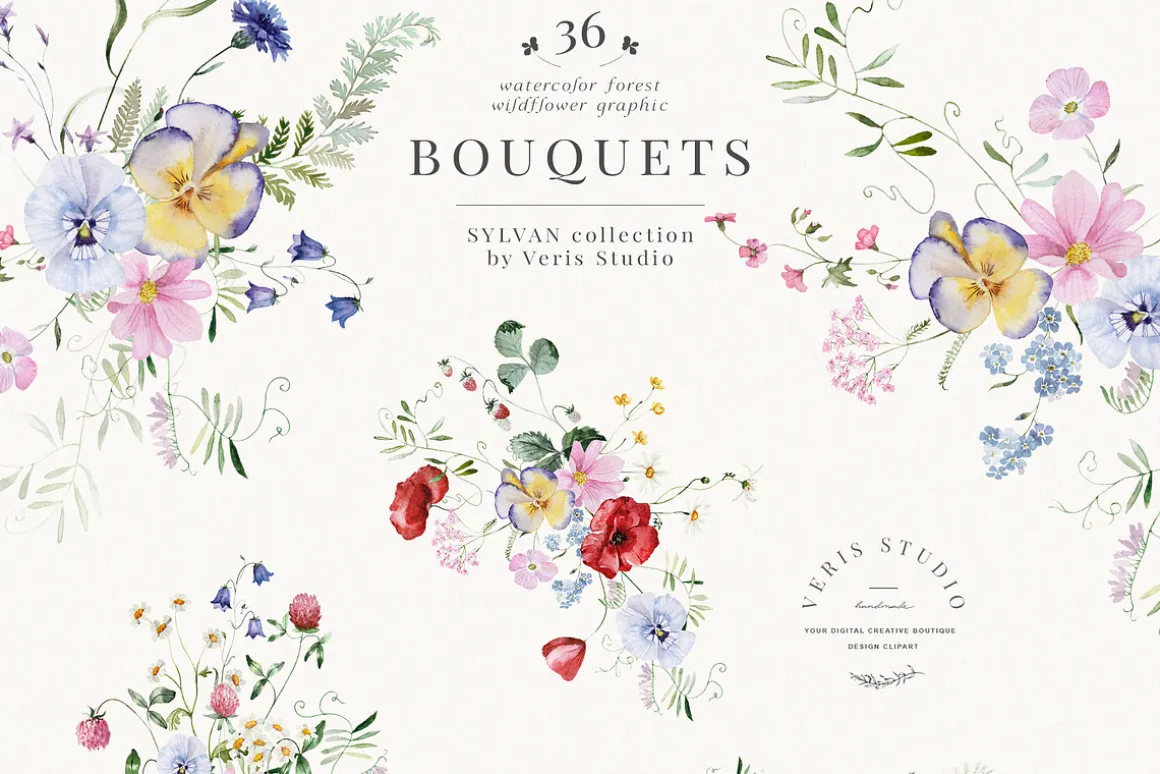 Wildflower Forest Floral Flower Set