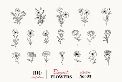 Wildflowers Line Art Botanicals No.3