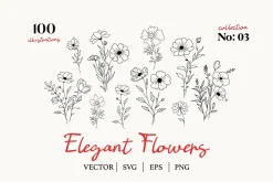 Wildflowers Line Art Botanicals No.3