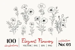 Wildflowers Line Art Botanicals No.3