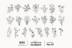 Wildflowers Line Art No:7