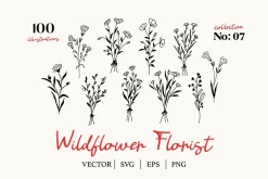 Wildflowers Line Art No:7