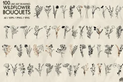 Wildflowers Line Art Collection