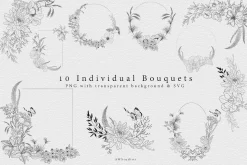 Wildflowers Line Art Collection