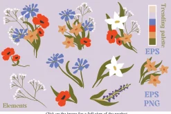 Wild flowers. Vector patterns