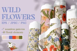 Wild flowers. Vector patterns