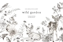 WILD GARDEN Pencil Sketch Clipart
