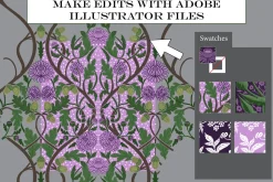 William Morris Floral Pattern Purple