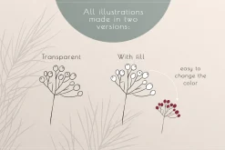 Winter line drawing collection