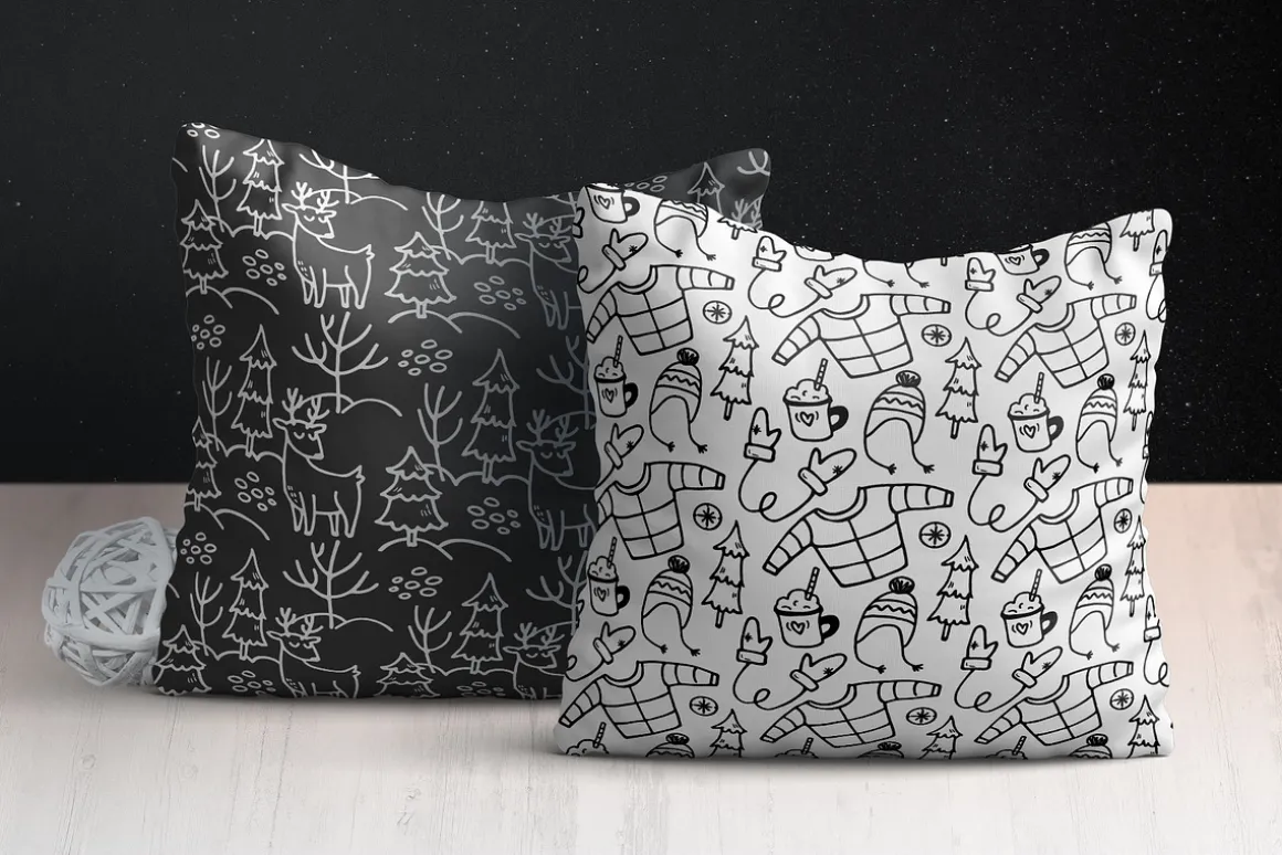 Winter Doodle Patterns set
