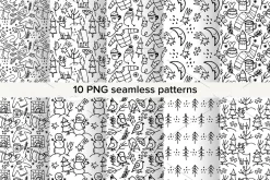 Winter Doodle Patterns set