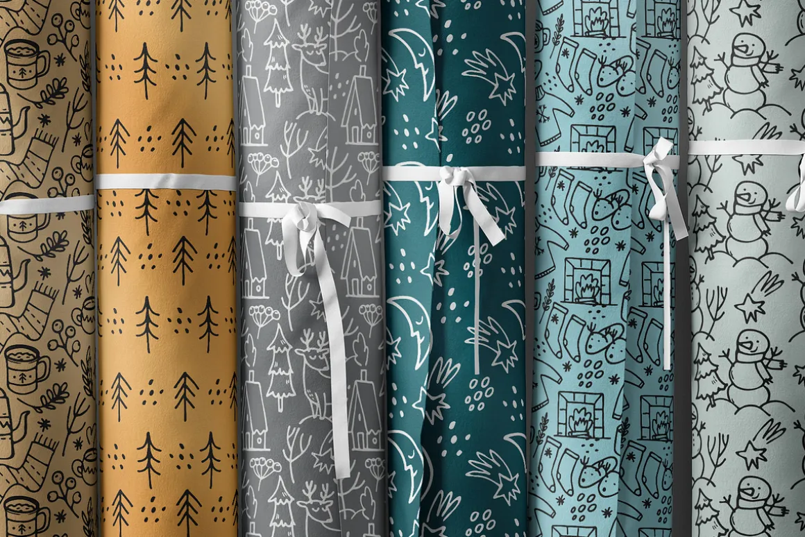 Winter Doodle Patterns set