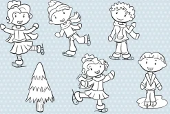 Winter Ice Skating Digital Stamps