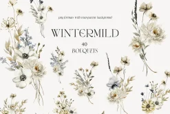 Wintermild- floral watrecolor