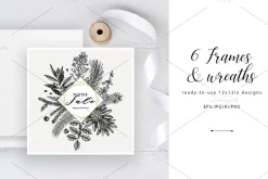 Winter Plants Set. Christmas Designs