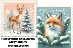 Winter postage stamps
