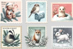 Winter postage stamps