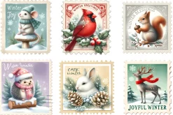 Winter postage stamps