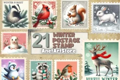 Winter postage stamps
