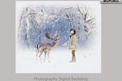 Winter Reindeer Backdrop