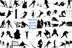 Winter Sports AI EPS PNG Ski, Skate
