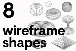 Wireframe geometric shapes. Vector