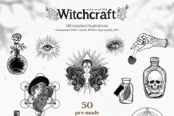 Witchcraft vector set of 200