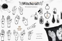 Witchcraft vector set of 200