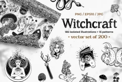Witchcraft vector set of 200