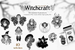 Witchcraft vector set of 200