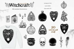 Witchcraft vector set of 200