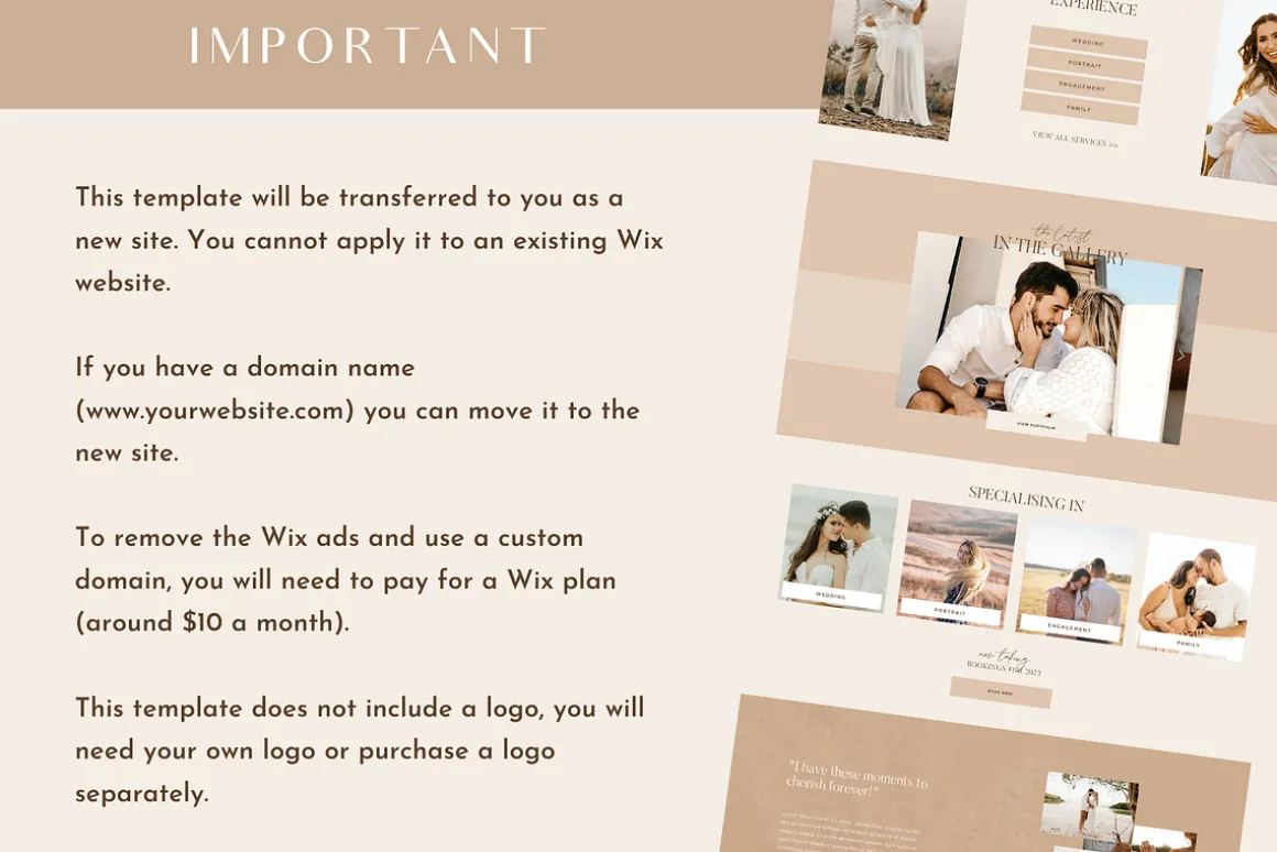 Wix Template Photography Website